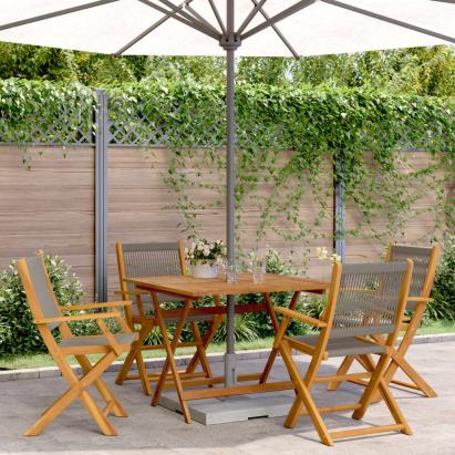 Set mobilier de grădină 5 piese polipropilenă gri/lemn masiv GartenMobel Dekor