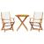 Set mobilier bistro, 3 piese, textil alb crem/lemn masiv GartenMobel Dekor