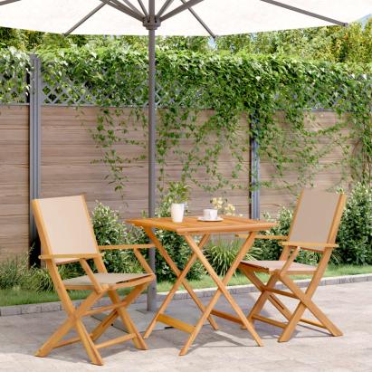 Set mobilier bistro, 3 piese, textil bej/lemn masiv GartenMobel Dekor