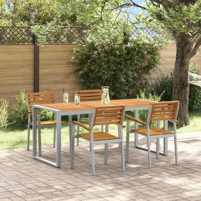Set de masă pentru grădină 5 pcs Gri Lemn Solid de Acacia GartenMobel Dekor