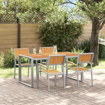 Set de masă pentru grădină 5 pcs Gri Lemn Solid de Acacia GartenMobel Dekor