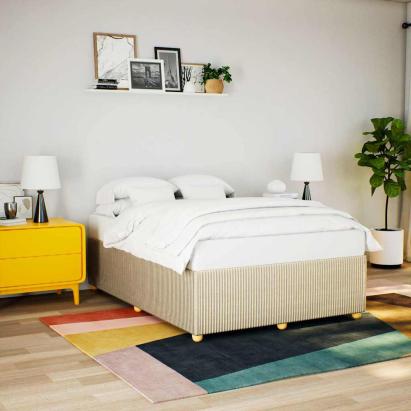 Cadru de pat fără saltea, crem, 140x190 cm, textil GartenMobel Dekor