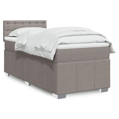 Pat box spring cu saltea, gri taupe, 80x200 cm, textil GartenMobel Dekor