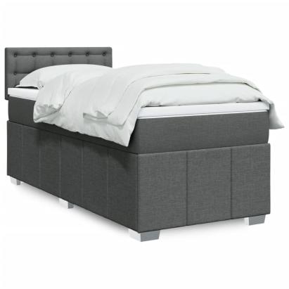 Pat box spring cu saltea, gri închis, 90x200 cm, textil GartenMobel Dekor