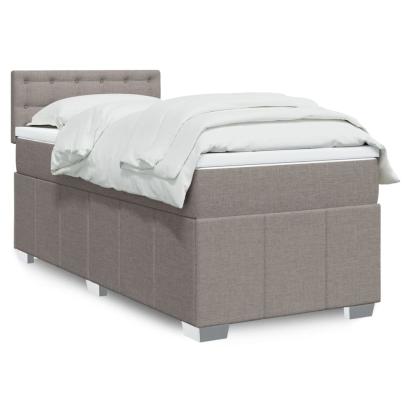 Pat box spring cu saltea, gri taupe, 90x200 cm, textil GartenMobel Dekor
