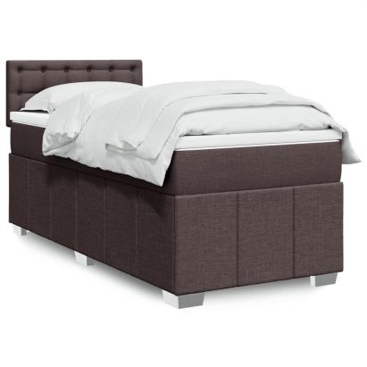Pat box spring cu saltea, maro închis, 100x200 cm, textil GartenMobel Dekor
