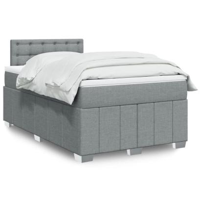 Pat box spring cu saltea, gri deschis, 120x190 cm, textil GartenMobel Dekor