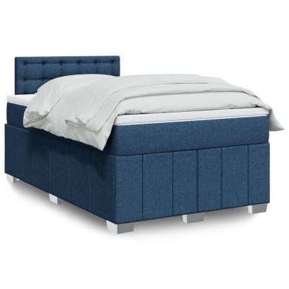 Pat box spring cu saltea, albastru, 120x190 cm, material textil GartenMobel Dekor