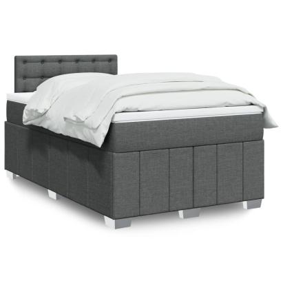 Pat box spring cu saltea, gri închis, 120x200 cm, textil GartenMobel Dekor