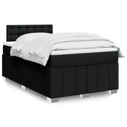 Pat box spring cu saltea, negru, 120x200 cm, textil GartenMobel Dekor