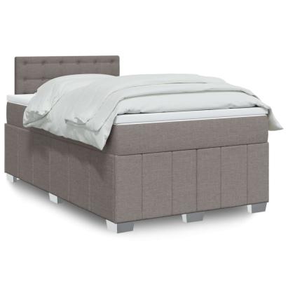 Pat box spring cu saltea, gri taupe, 120x200 cm, textil GartenMobel Dekor