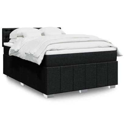 Pat box spring cu saltea, negru, 140x190 cm, textil GartenMobel Dekor