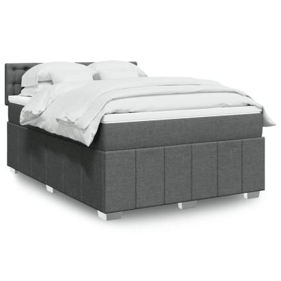 Pat box spring cu saltea, gri închis, 140x200 cm, textil GartenMobel Dekor