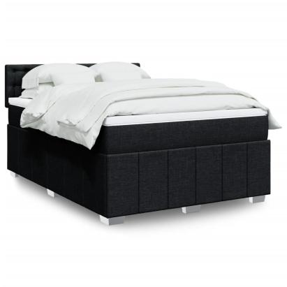 Pat box spring cu saltea, negru, 160x200 cm, textil GartenMobel Dekor