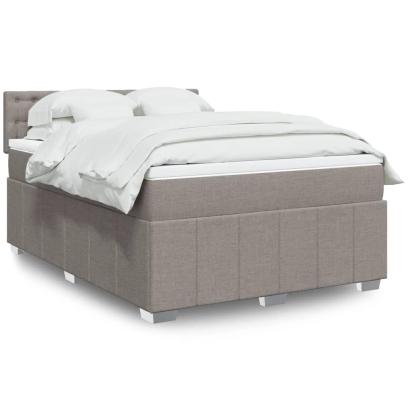 Pat box spring cu saltea, gri taupe, 160x200 cm material textil GartenMobel Dekor