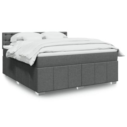 Pat box spring cu saltea, gri închis, 180x200 cm, textil GartenMobel Dekor