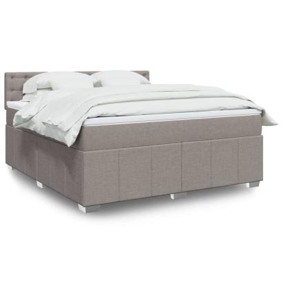 Pat continental cu saltea, gri taupe, 180x200 cm, textil GartenMobel Dekor