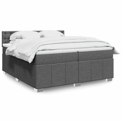 Pat box spring cu saltea, gri închis, 200x200 cm, textil GartenMobel Dekor
