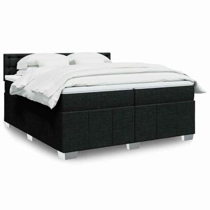 Pat box spring cu saltea, negru, 200x200 cm, textil GartenMobel Dekor