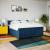 Pat box spring cu saltea, albastru, 200x200 cm, textil GartenMobel Dekor
