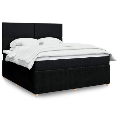 Pat box spring cu saltea, negru, 180x200 cm, catifea GartenMobel Dekor