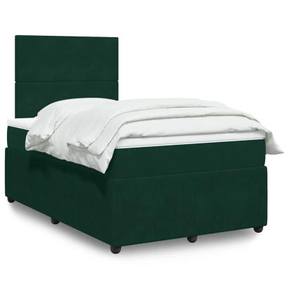 Pat box spring cu saltea, verde închis, 120x190 cm, catifea GartenMobel Dekor