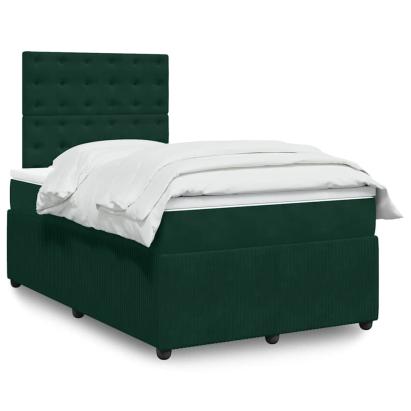 Pat box spring cu saltea, verde închis, 120x190 cm, catifea GartenMobel Dekor