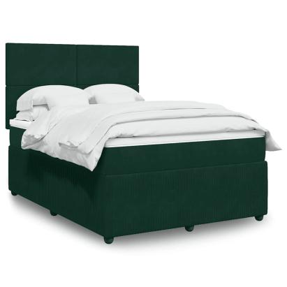 Pat box spring cu saltea, verde închis, 160x200 cm, catifea GartenMobel Dekor