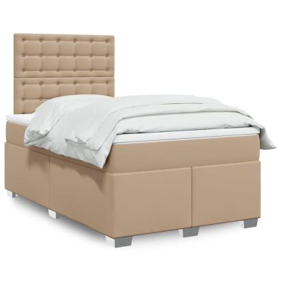 Pat box spring cu saltea, cappuccino, 120x200cm piele ecologică GartenMobel Dekor