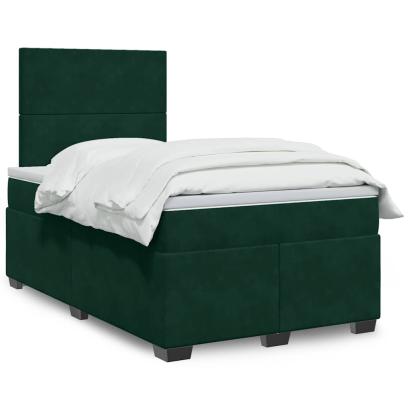 Pat box spring cu saltea, verde închis, 120x190 cm, catifea GartenMobel Dekor