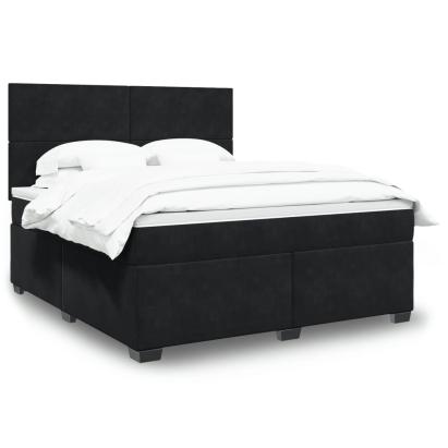 Pat box spring cu saltea, negru, 180x200 cm, catifea GartenMobel Dekor