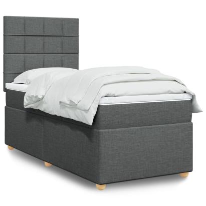 Pat box spring cu saltea, gri închis, 80x200 cm, textil GartenMobel Dekor