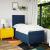 Pat box spring cu saltea, albastru, 80x200 cm, textil GartenMobel Dekor