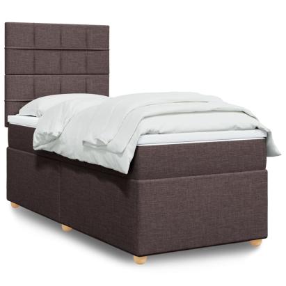 Pat box spring cu saltea, maro închis, 90x200 cm, textil GartenMobel Dekor