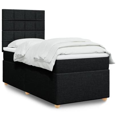 Pat box spring cu saltea, negru, 100x200 cm, textil GartenMobel Dekor