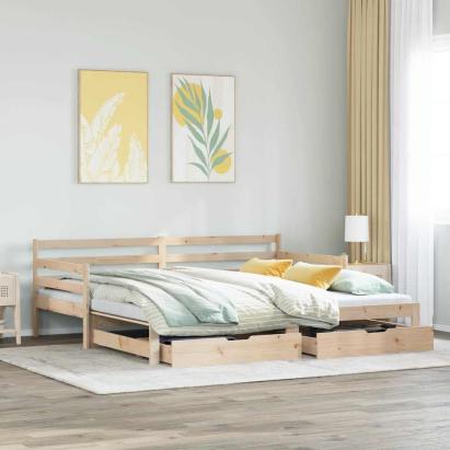 Pat de zi cu extensie și sertare fără saltea, 80x200 cm GartenMobel Dekor