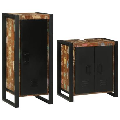 Set de mobilier pentru baie cu raft 2 pcs Lemn recuperat solid GartenMobel Dekor