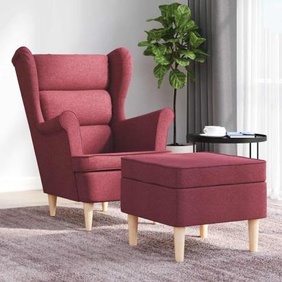 Fotoliu cu taburet pentru picioare, roșu vin, material textil GartenMobel Dekor