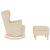 Scaun balansoar cu taburet, crem, material textil GartenMobel Dekor