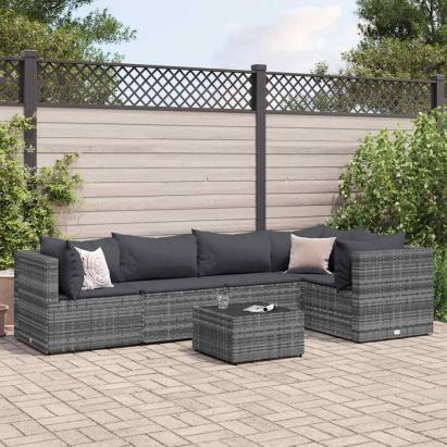 Set mobilier de grădină cu perne, 5 piese, gri, poliratan GartenMobel Dekor