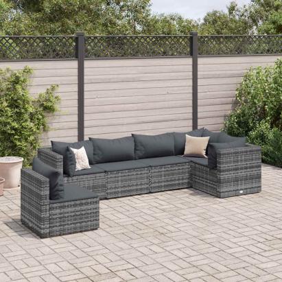 Set mobilier de grădină cu perne, 6 piese, gri, poliratan GartenMobel Dekor