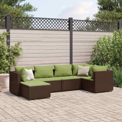Set mobilier de grădină cu perne, 6 piese, maro, poliratan GartenMobel Dekor