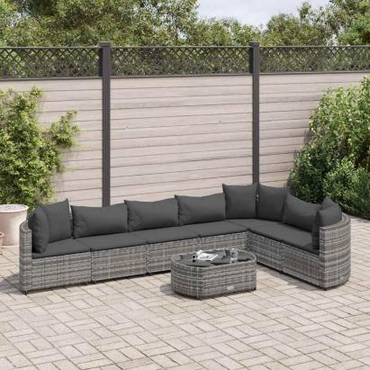 Set canapele de grădină cu perne, 8 piese, gri, poliratan GartenMobel Dekor