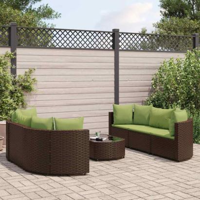 Set canapele de grădină cu perne, 7 piese, maro, poliratan GartenMobel Dekor