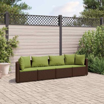 Set canapele de grădină, 4 piese, cu perne, maro poliratan maro GartenMobel Dekor