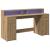 Birou cu lumini LED stejar artizanal 160x55x91cm lemn prelucrat GartenMobel Dekor