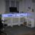Birou cu lumini LED, alb, 200x104x91 cm, lemn prelucrat GartenMobel Dekor