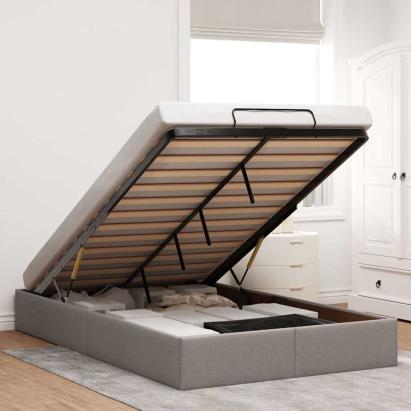 Cadru de pat otoman fără saltea Taupe 120x190 cm țesătură GartenMobel Dekor