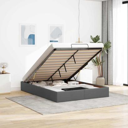 Cadru de pat otoman fără saltea țesătură gri închis 140x200 cm GartenMobel Dekor