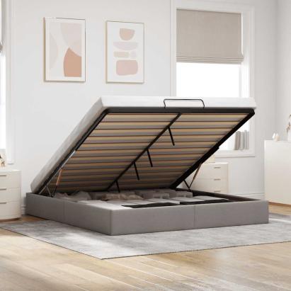 Cadru de pat otoman fără saltea Taup 200x200 cm țesătură GartenMobel Dekor